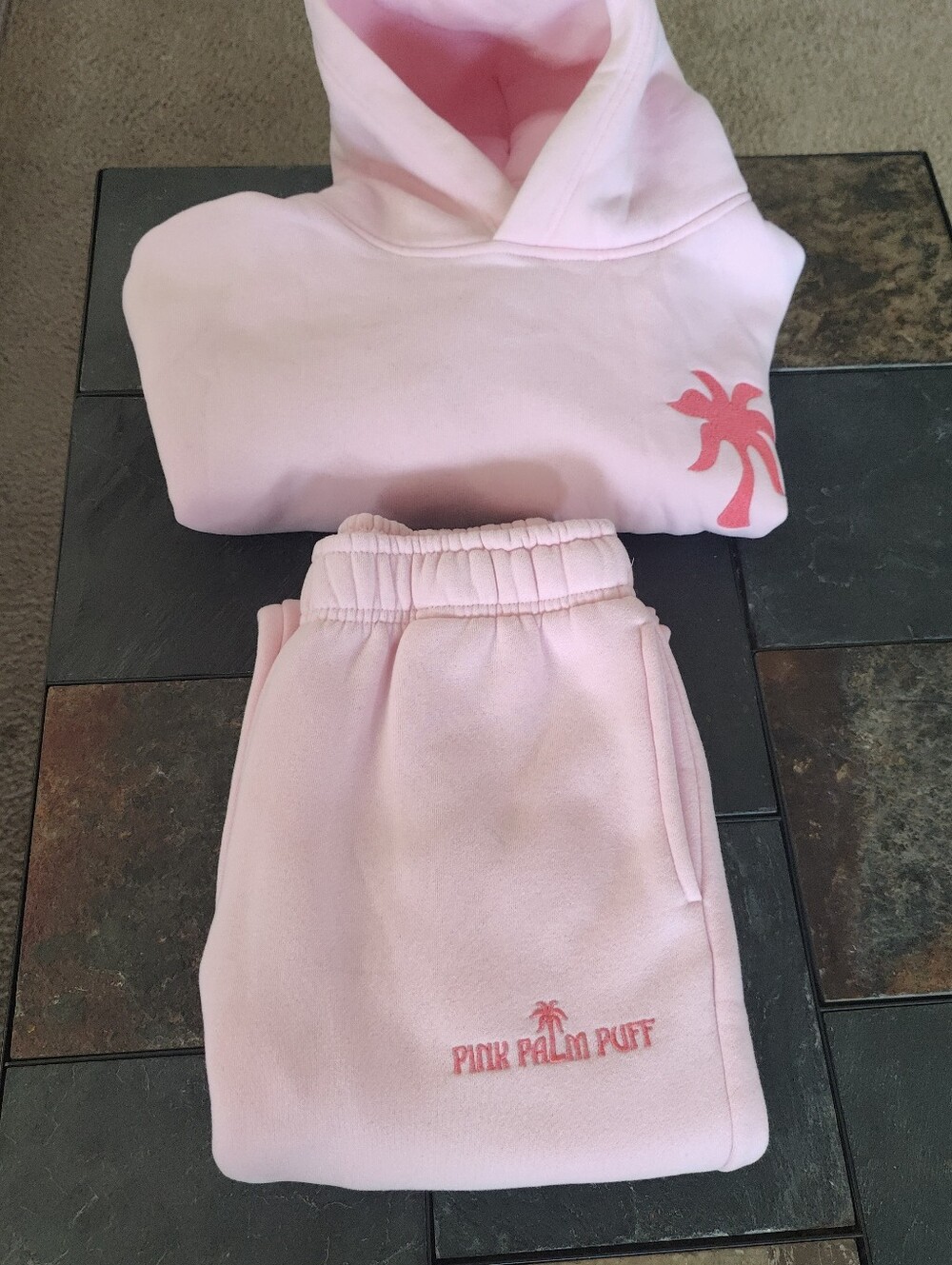 Pink Palm Puff "Everything Comes In Waves" Hoodie Size S Hoodie / XS Pants - Picture 14 of 15